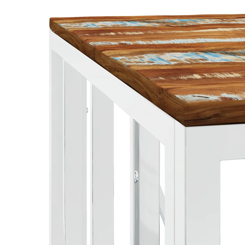 Table basse inox bois massif recyclé couleur or