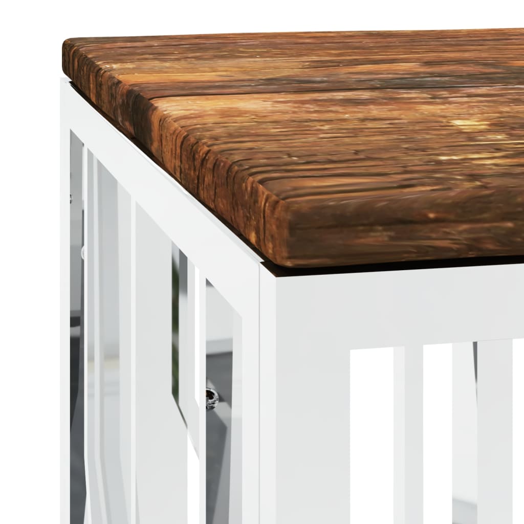 Table basse inox bois massif recyclé