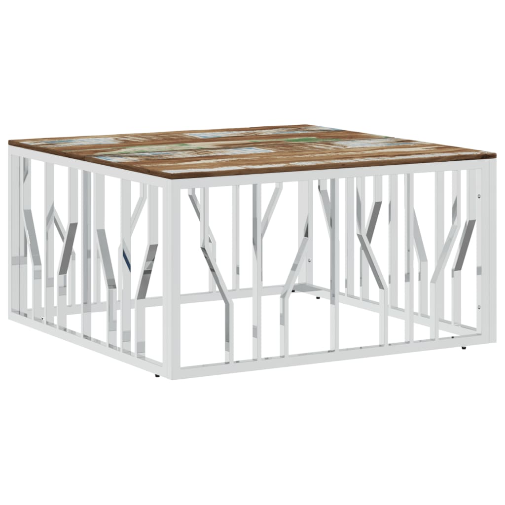 Table basse inox bois massif recyclé