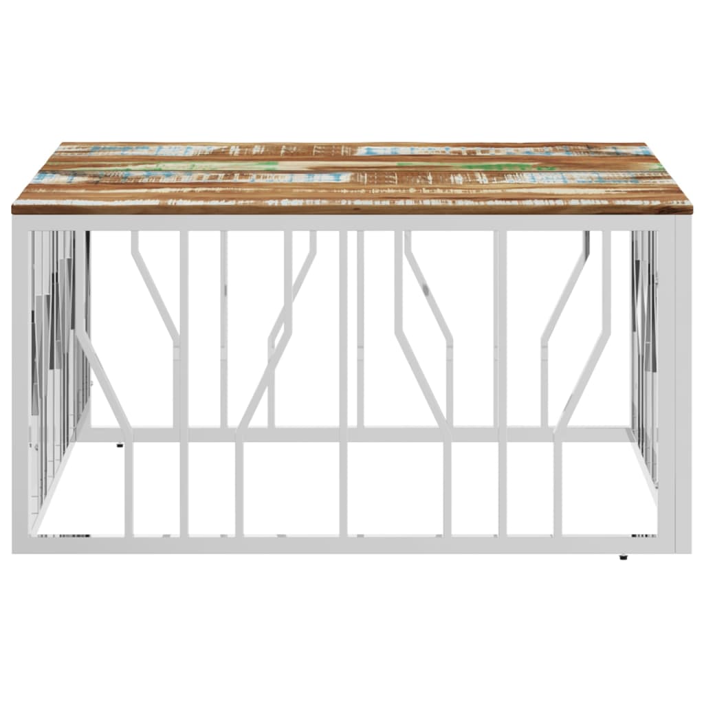 Table basse inox bois massif recyclé