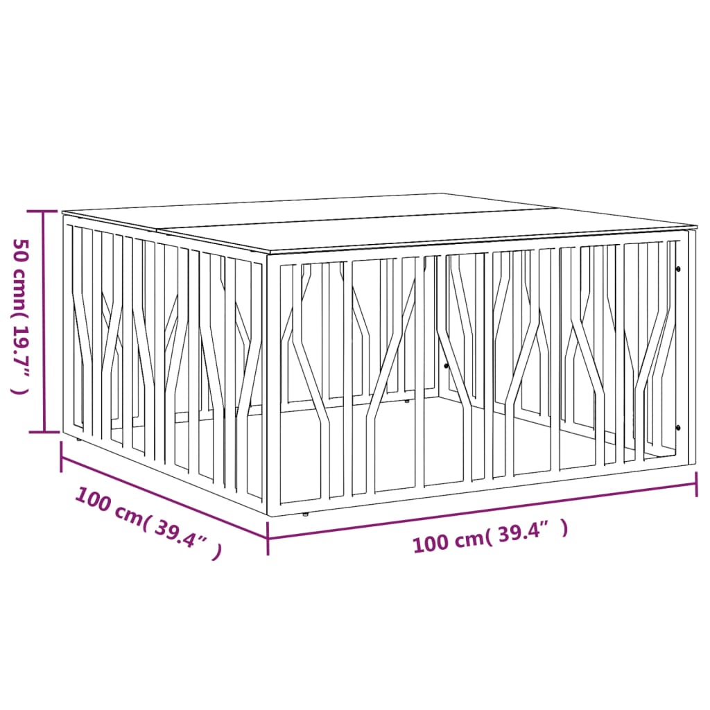 Table basse en acier inoxydable et bois d'acacia massif