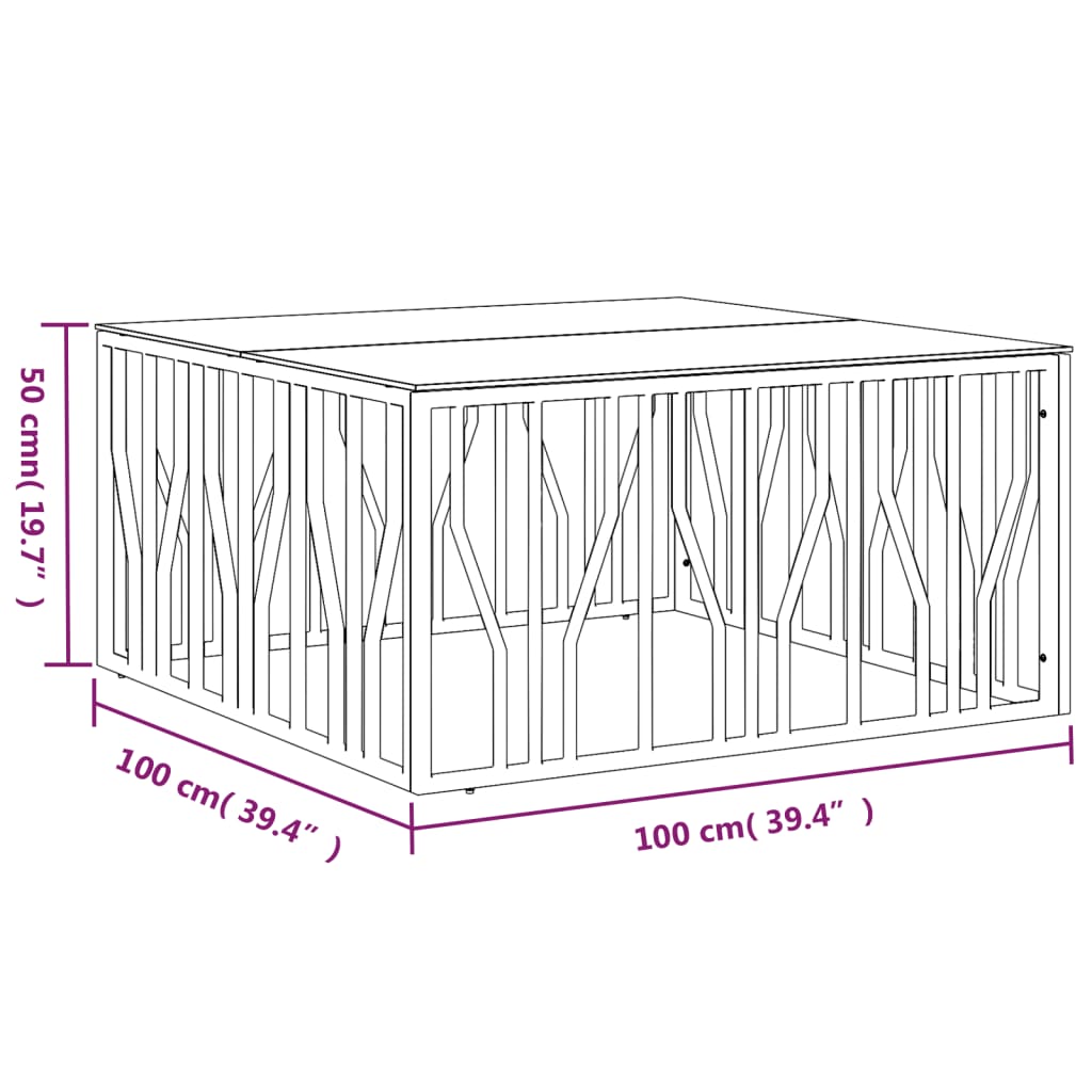 Table basse en acier inoxydable et bois d'acacia massif