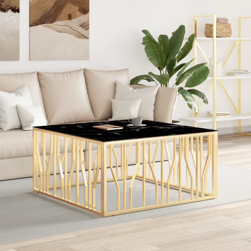 Table basse en acier inoxydable et bois d'acacia massif