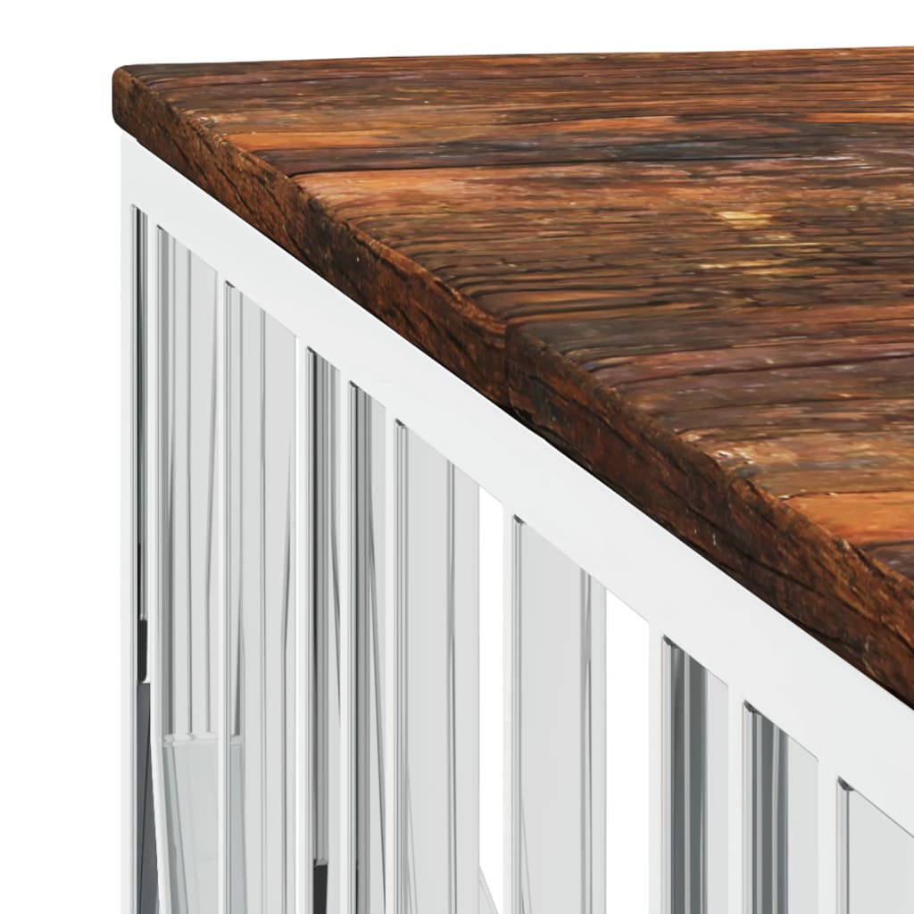 Table basse en acier inoxydable et bois d'acacia massif