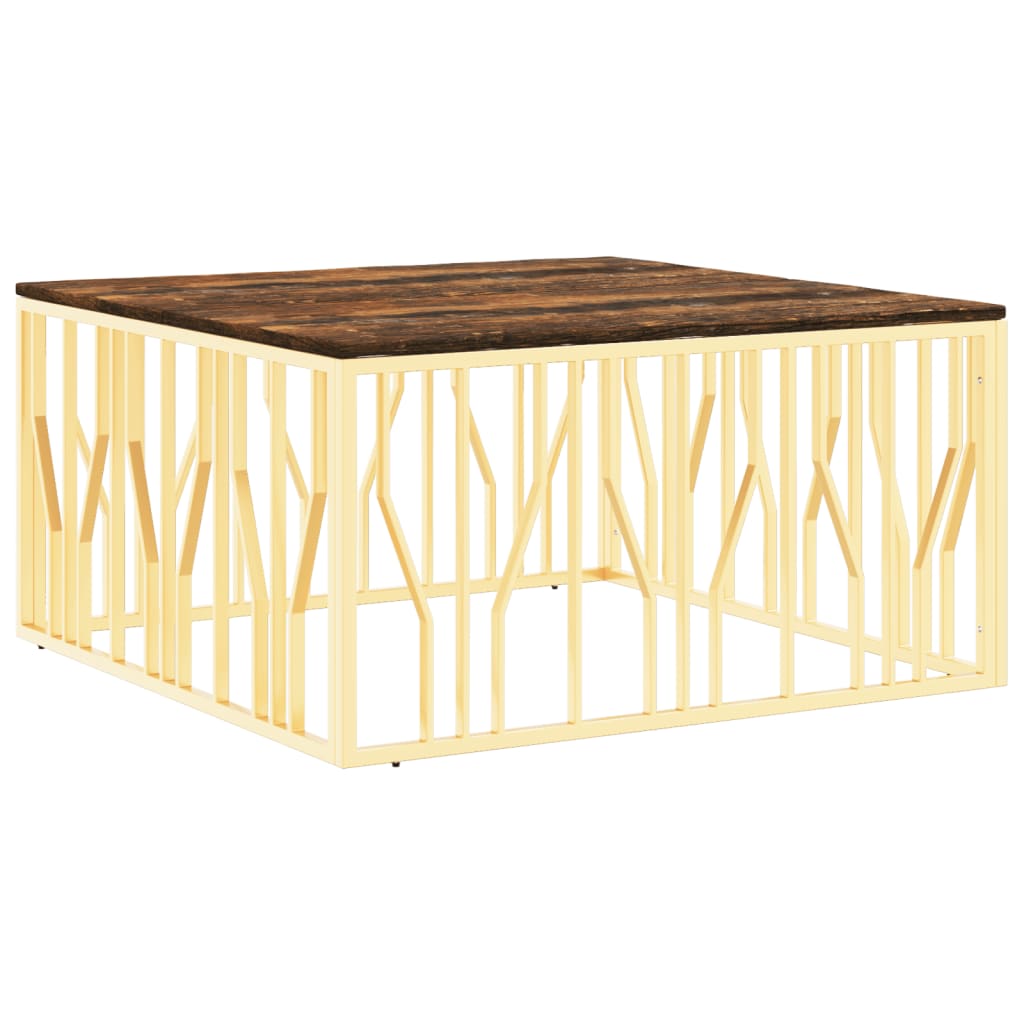 Table basse en acier inoxydable et bois d'acacia massif