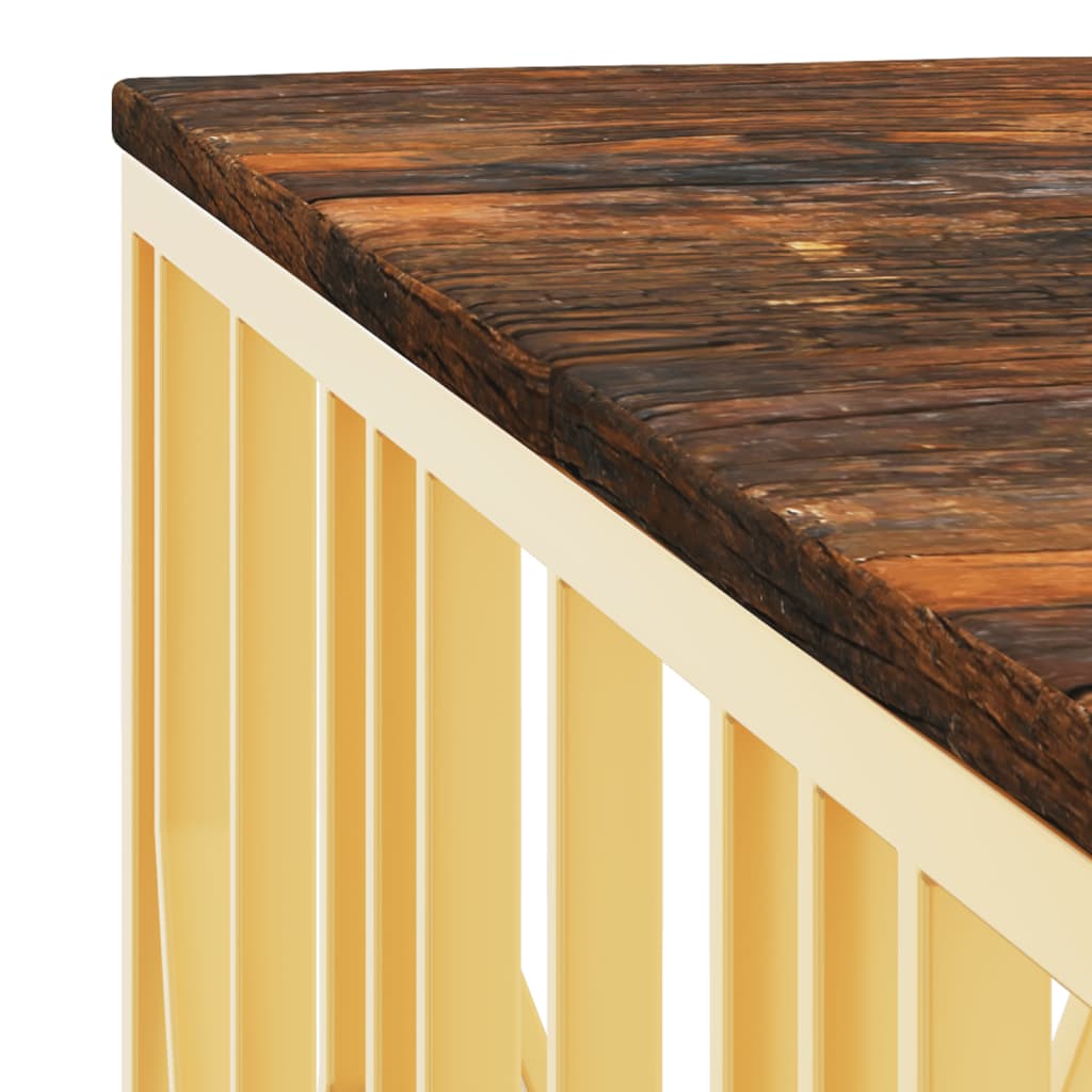 Table basse en acier inoxydable et bois d'acacia massif