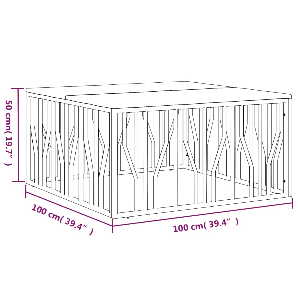 Table basse en acier inoxydable et bois d'acacia massif