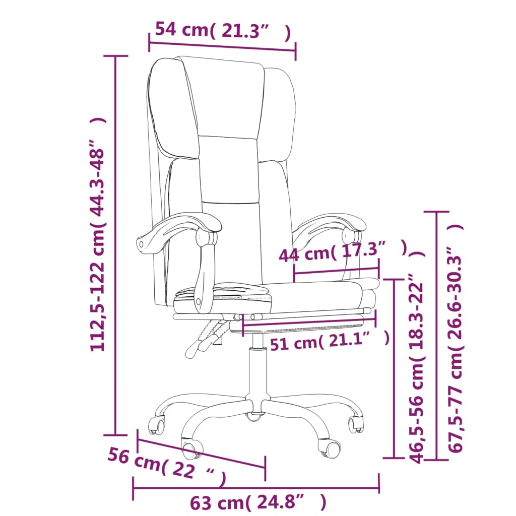 Chaise de bureau réglable en cuir artificiel