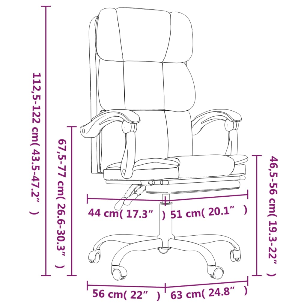 Chaise de bureau réglable en cuir artificiel