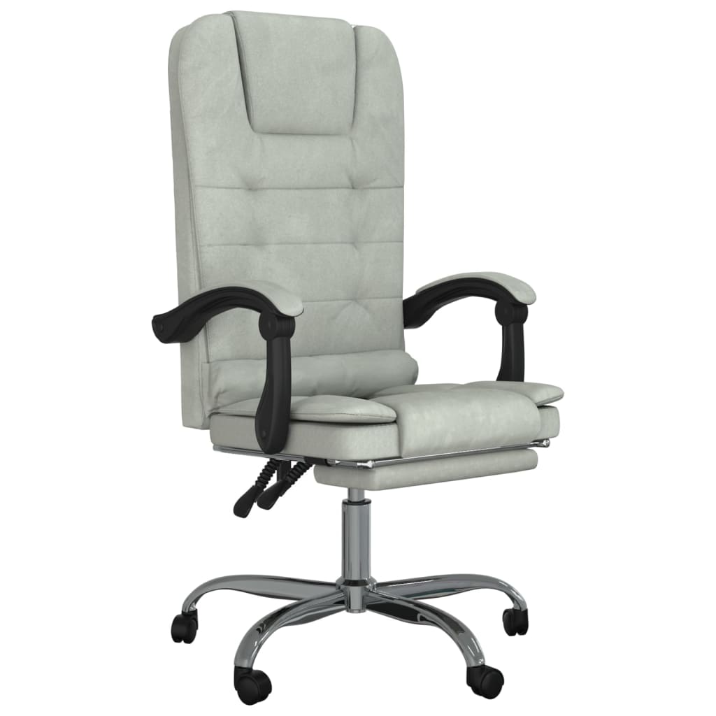 Chaise de bureau massage réglable velours gris clair