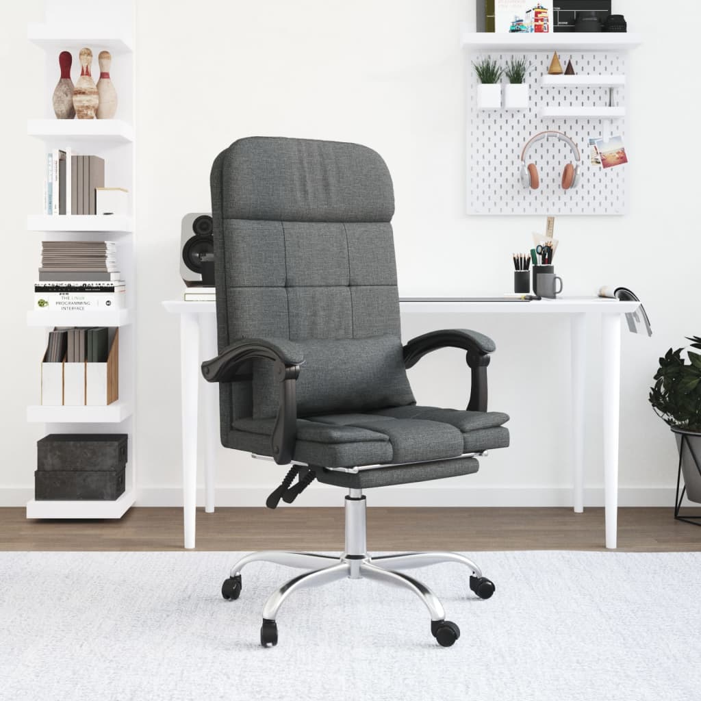 Chaise de bureau massage réglable en tissu gris clair