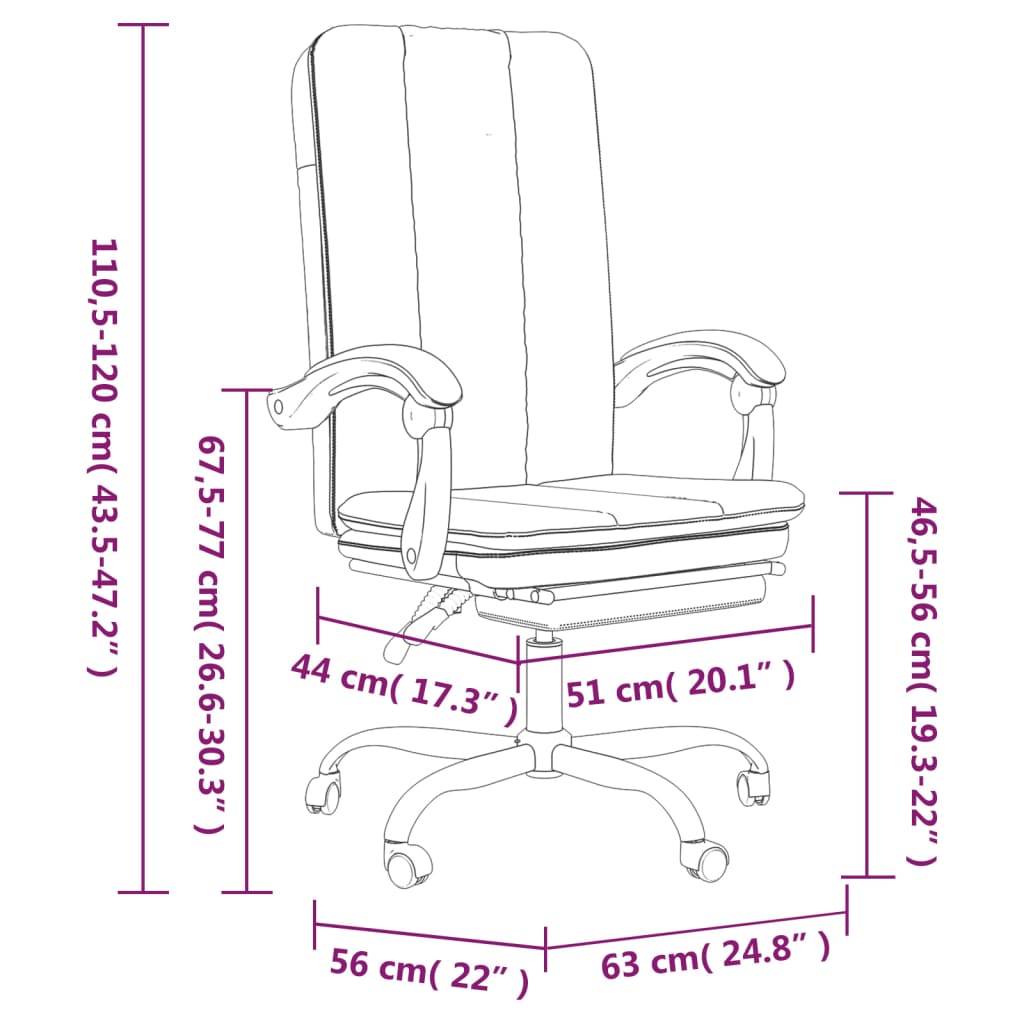 Chaise de bureau réglable en cuir artificiel