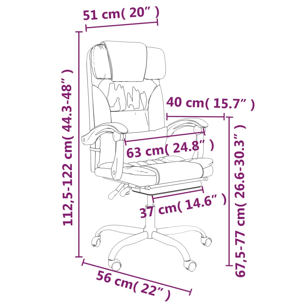 Chaise de bureau réglable en cuir artificiel