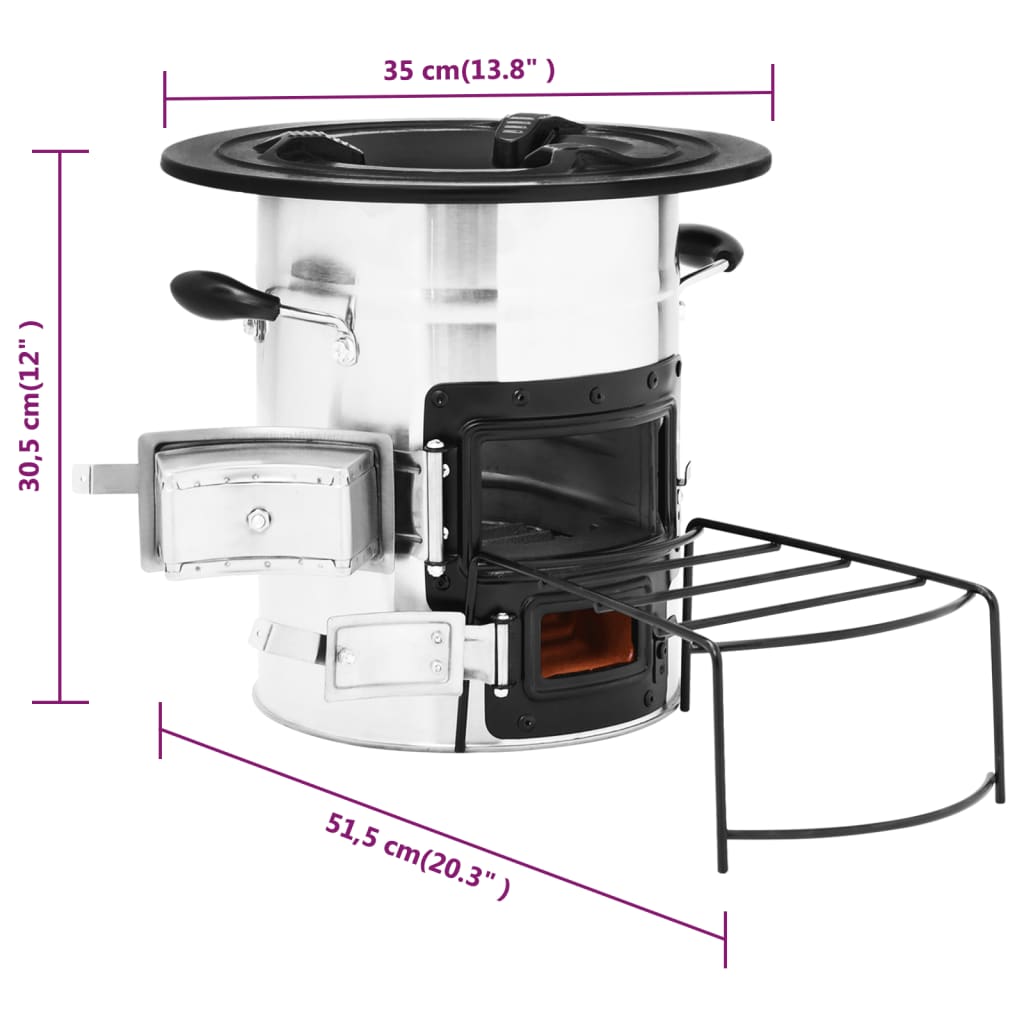 Camping houtkachel 50x33,5x30,5 cm staal