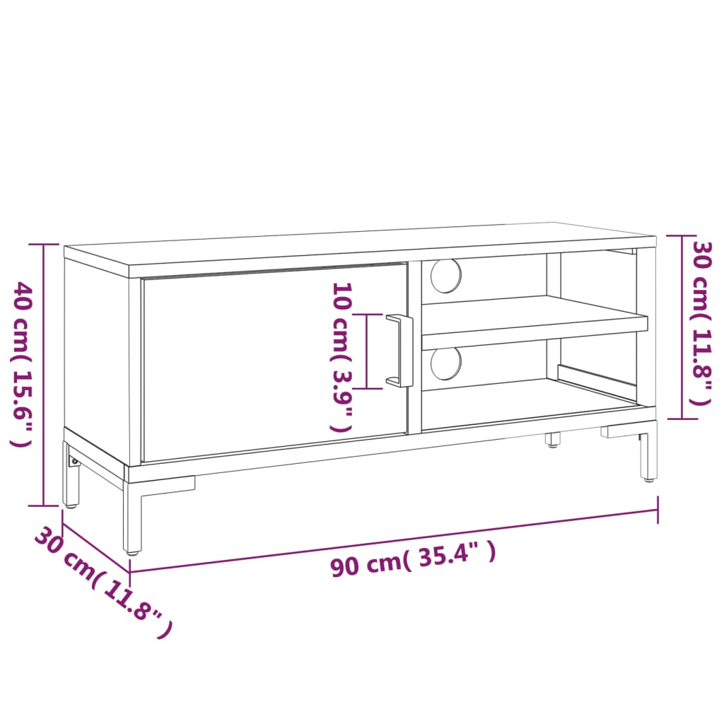 Tv-meubel 110x35x48 cm massief grenenhout