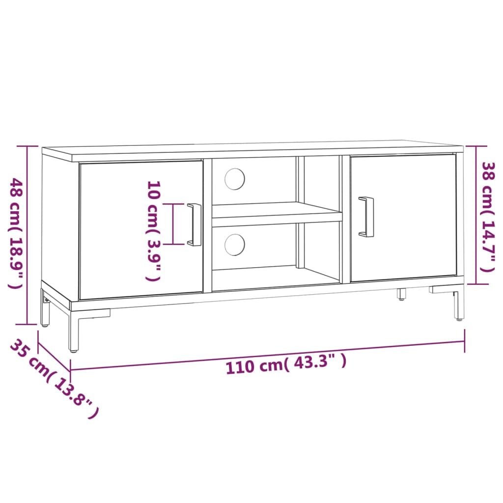 Meuble TV 110x35x48 cm en bois de pin massif