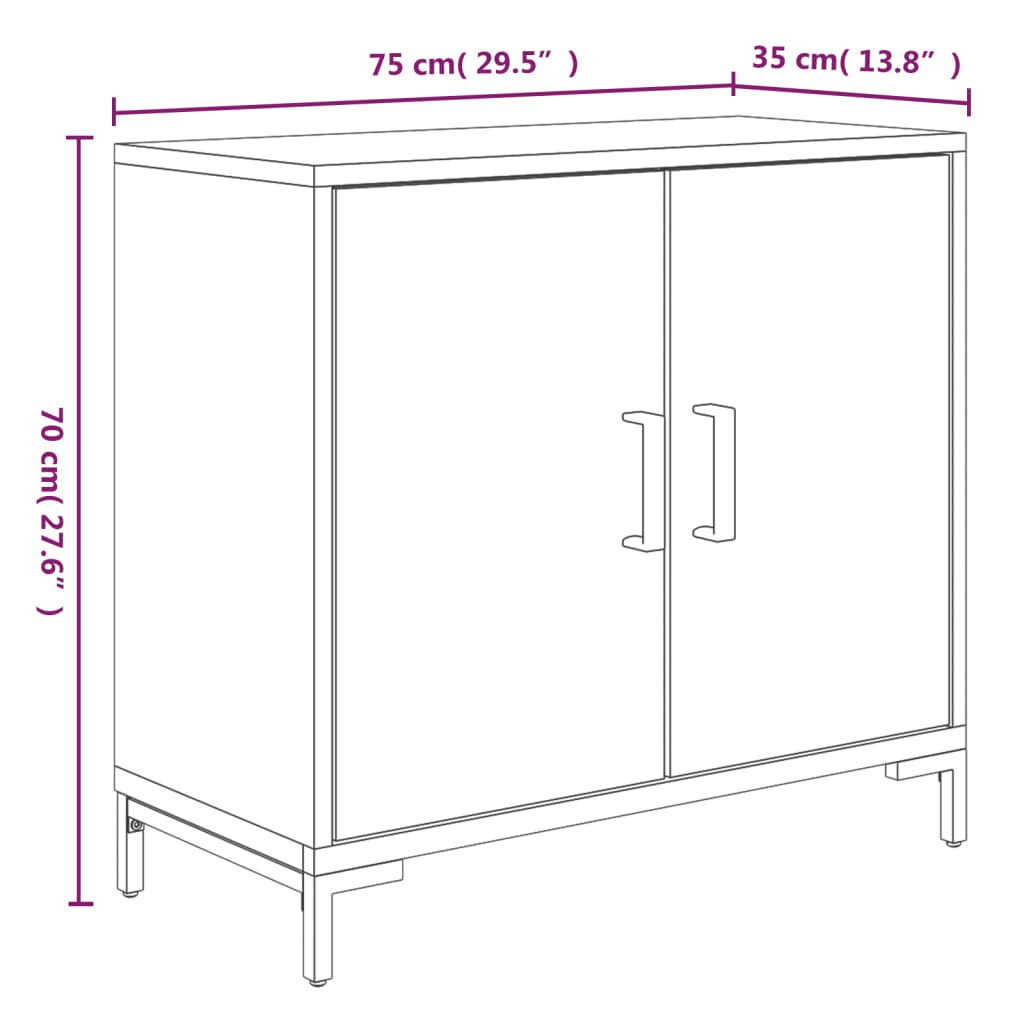 Dressoir 75x35x70 cm massief grenenhout zwart