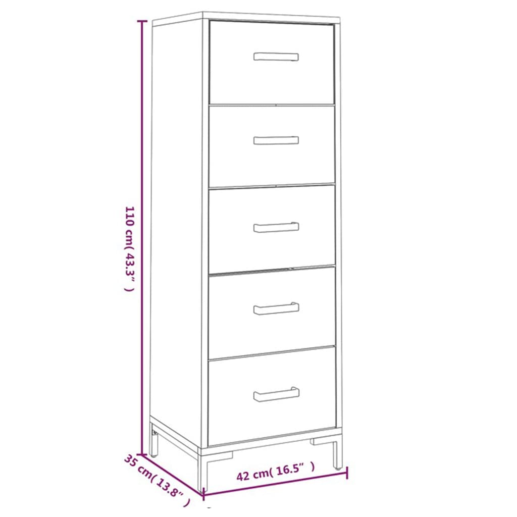 Commode 42x35x110 cm en bois de pin massif