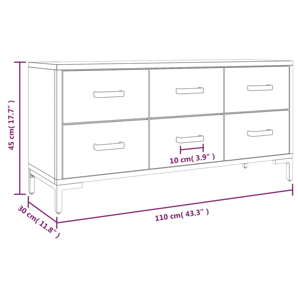 Meuble de rangement 110x30x45 cm en bois de pin massif