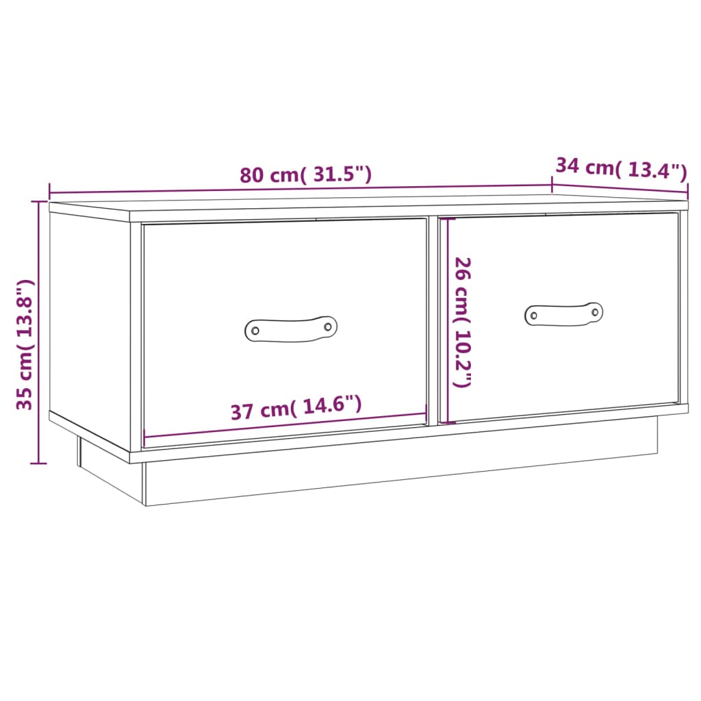 Tv-meubel 80x34x35 cm massief grenenhout