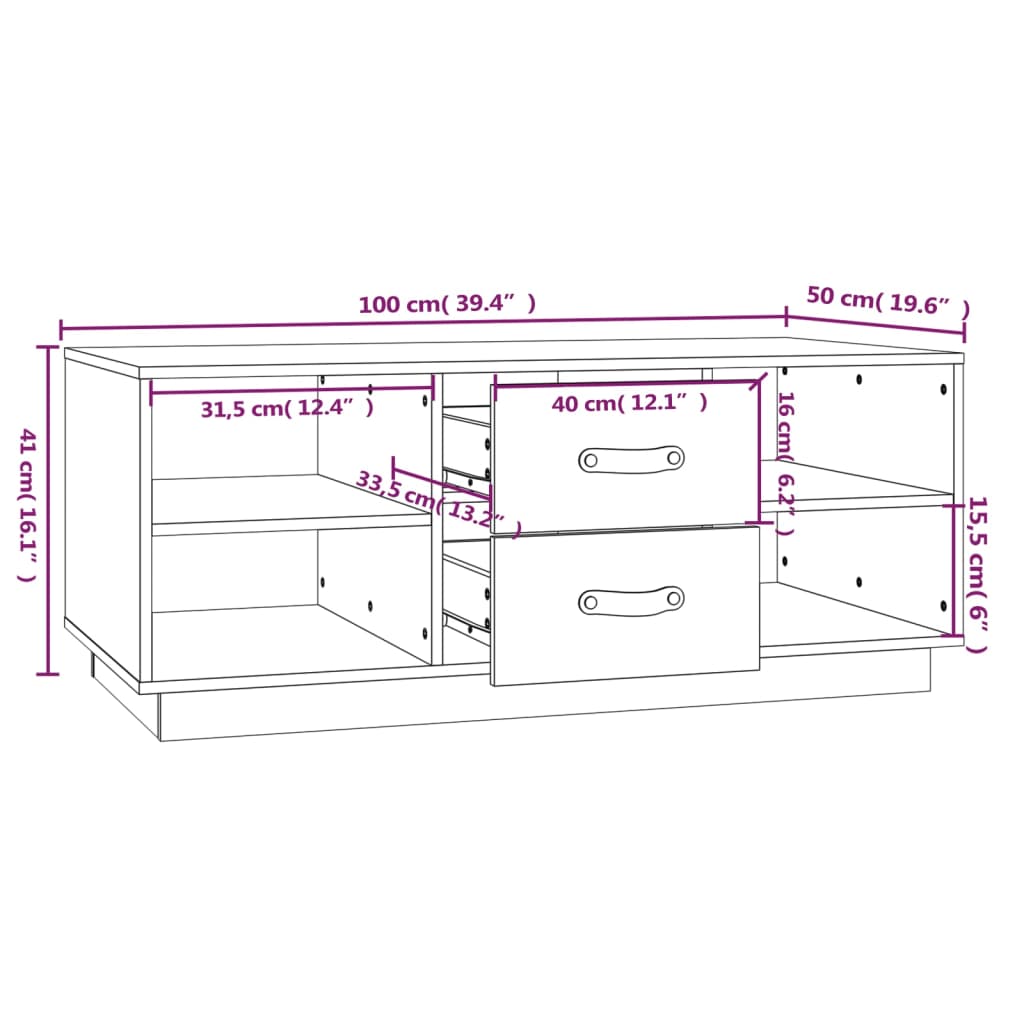 Salontafel 100x50x41 cm massief grenenhout