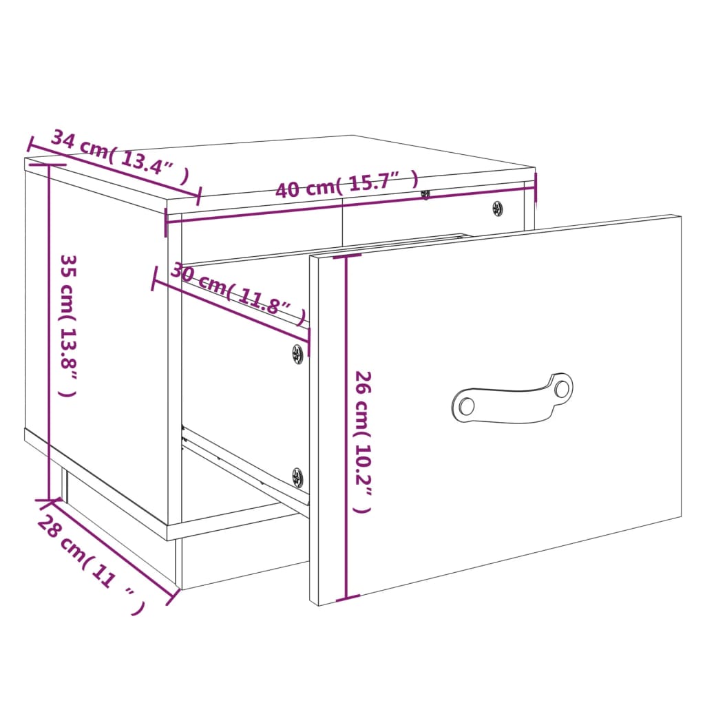 Nachtkastjes 2 st 40x34x55 cm massief grenenhout