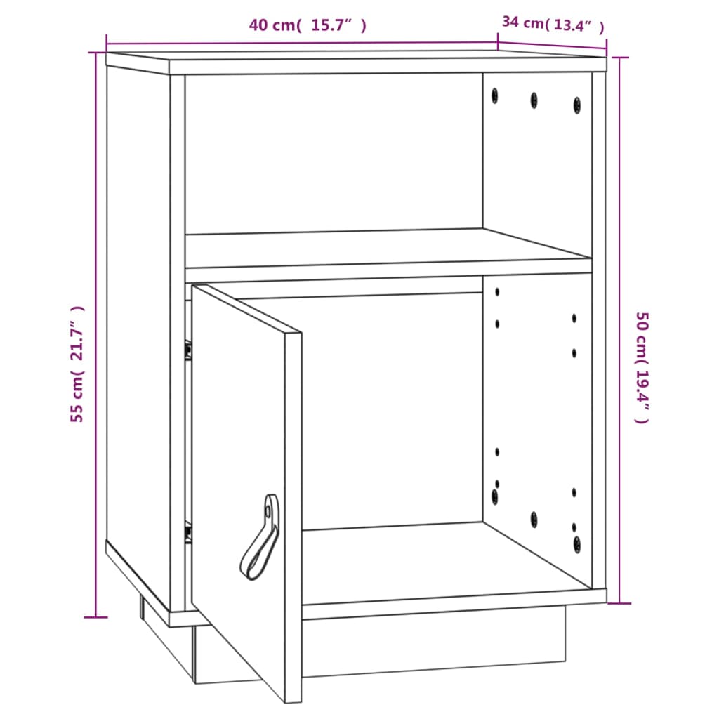 Nachtkastjes 2 st 40x34x55 cm massief grenenhout