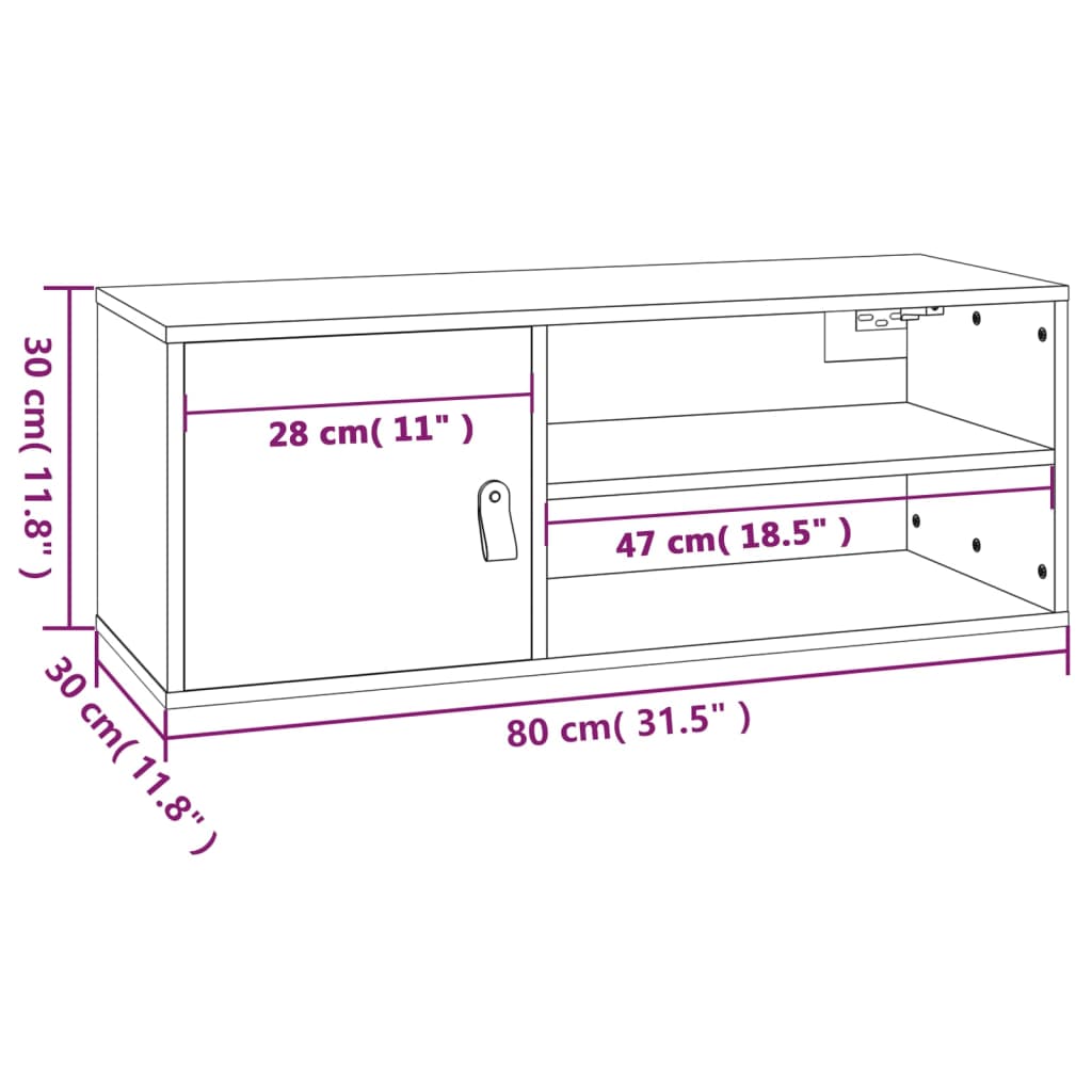 Wandkasten 2 st 80x30x30 cm massief grenenhout