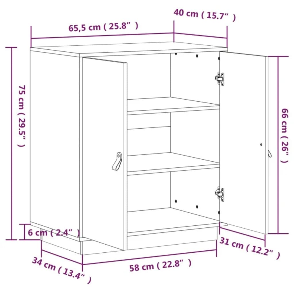 Dressoir 65,5x40x75 cm massief grenenhout