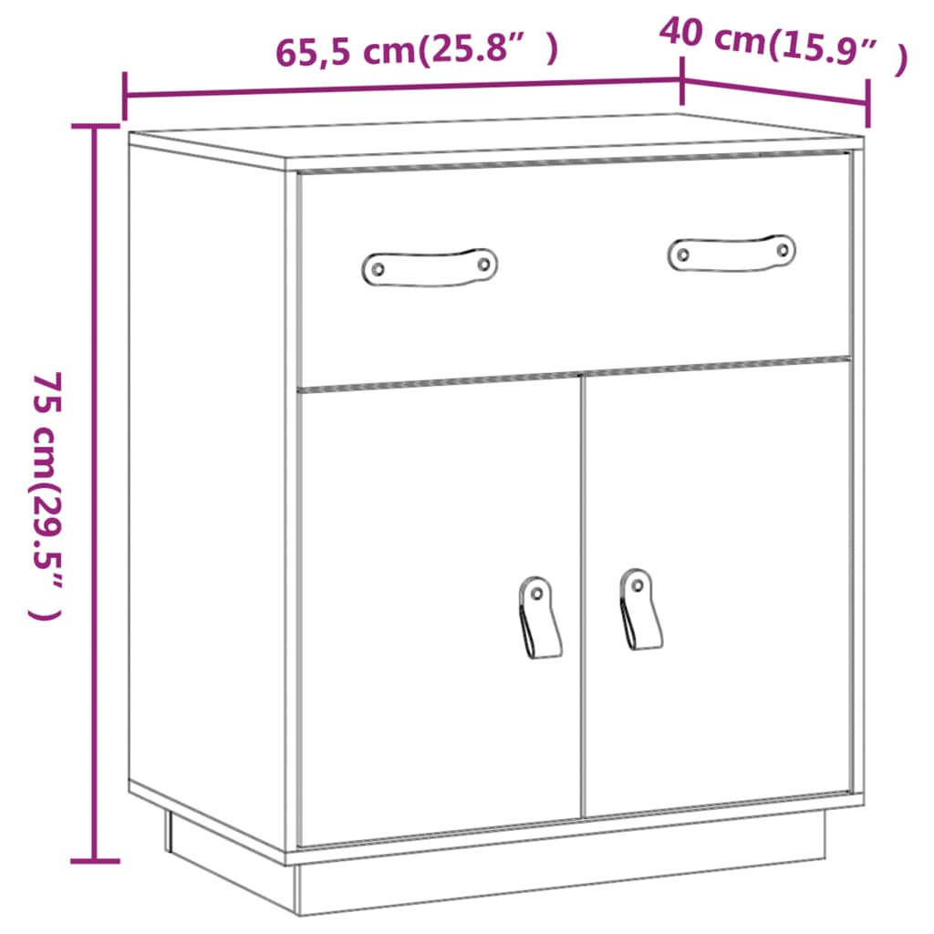 Buffet 65,5x40x75 cm en bois de pin massif