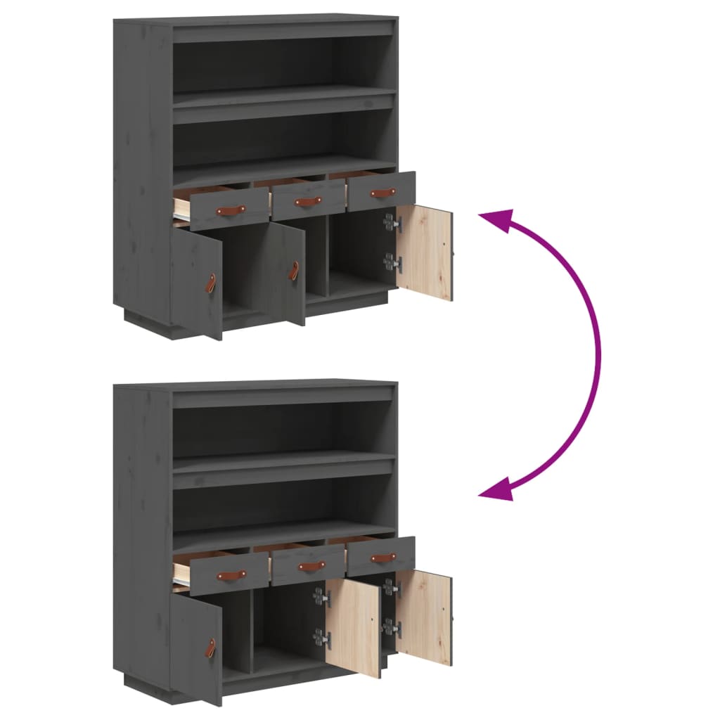 Hoge kast 100x40x108,5cm massief grenenhout