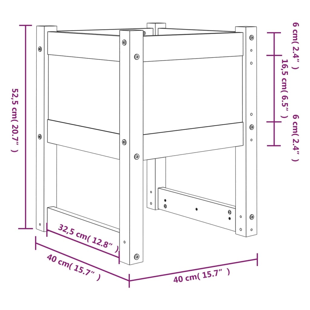 Plantenbakken 2 st 40x40x52,5 cm massief grenenhout