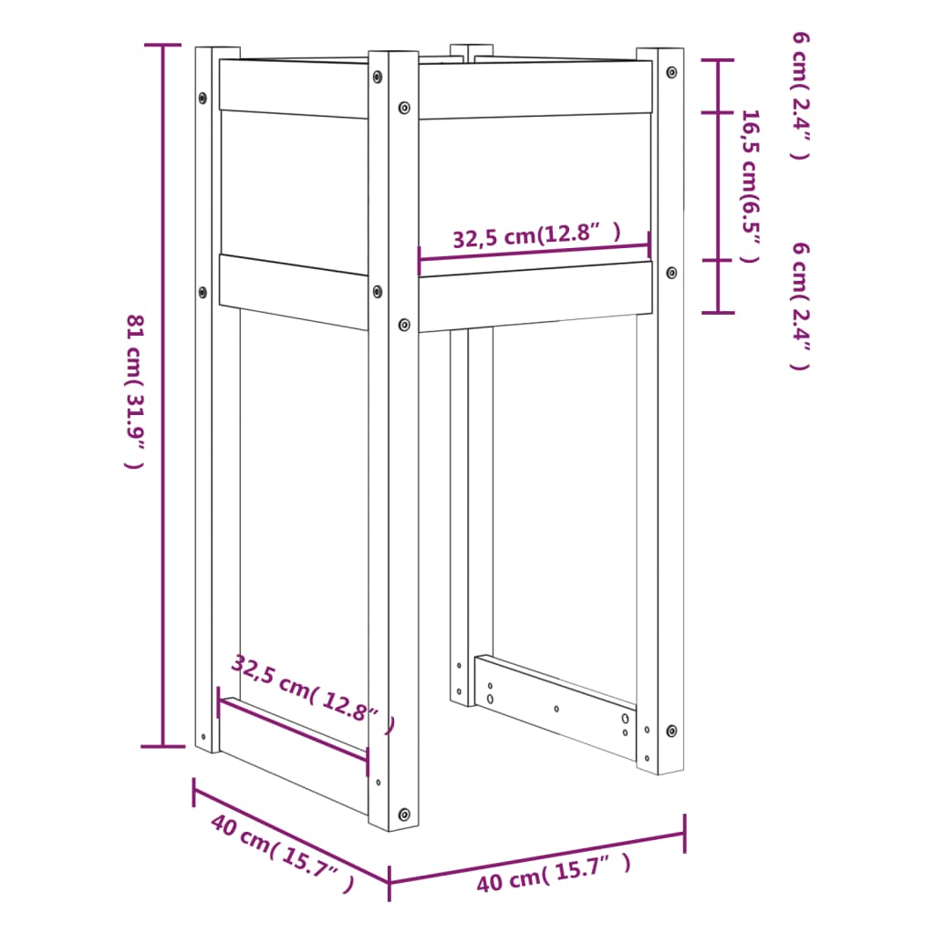 Plantenbakken 2 st 40x40x52,5 cm massief grenenhout