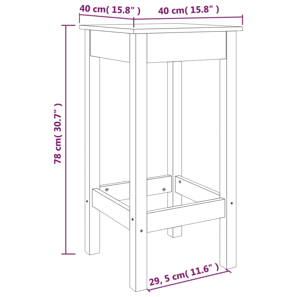 Barstoelen 2 st 40x41,5x112 cm massief grenenhout