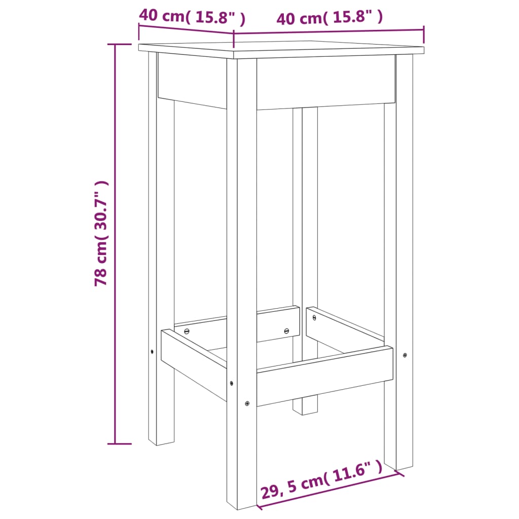 Chaises de bar 2 pcs 40x41,5x112 cm bois de pin massif