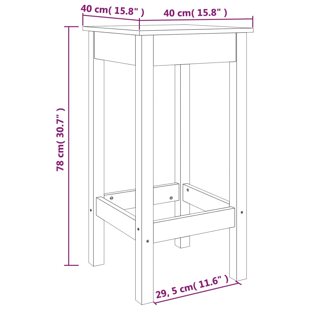 Chaises de bar 2 pcs 40x41,5x112 cm bois de pin massif