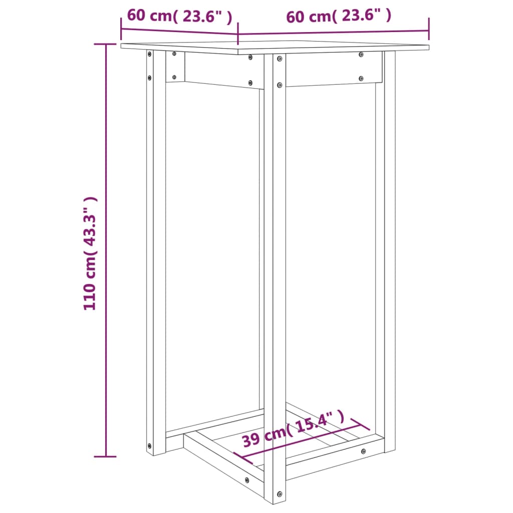 Table de bar 80x80x110 cm en bois de pin massif