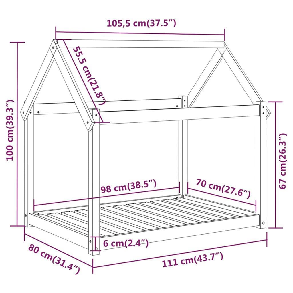 Hondenbed 101x70x90 cm massief grenenhout