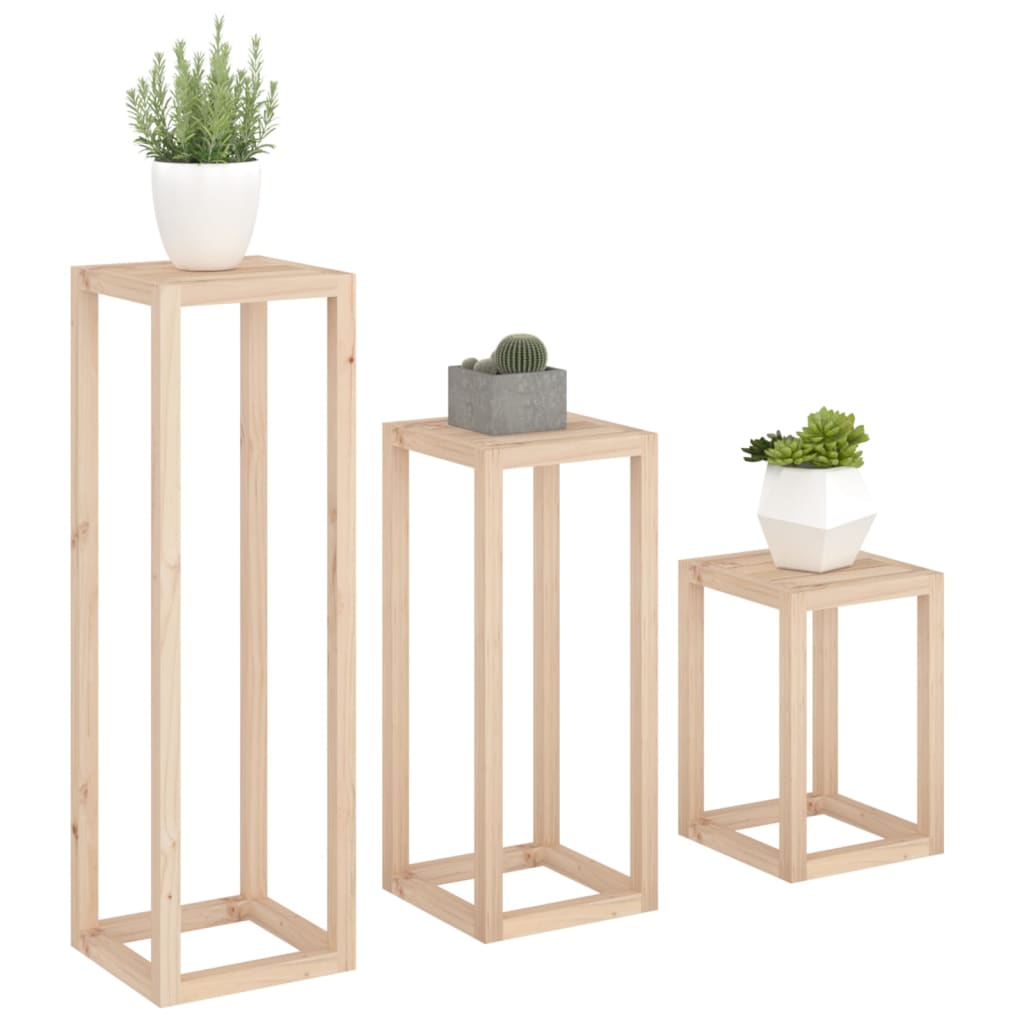 Supports pour plantes 3 pcs en bois de pin massif