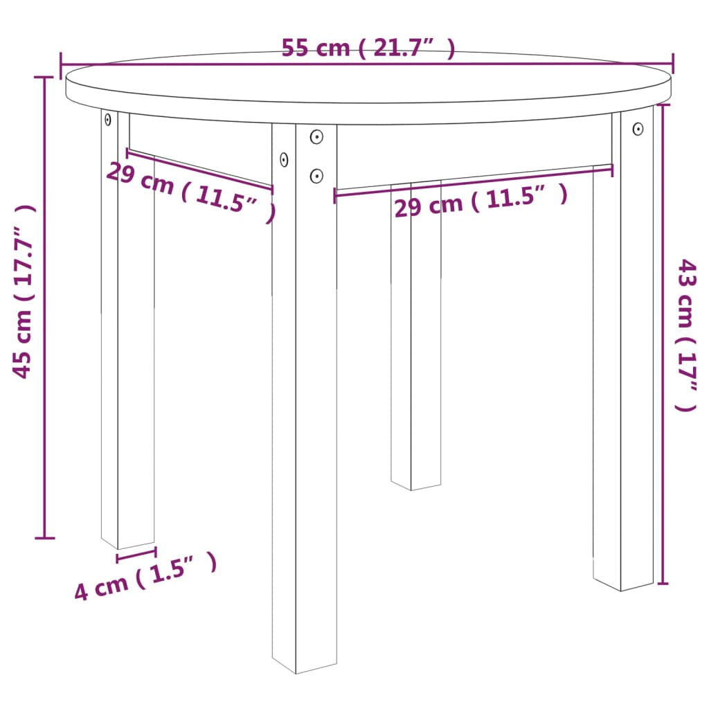 Table basse Ø 55x45 cm en bois de pin massif