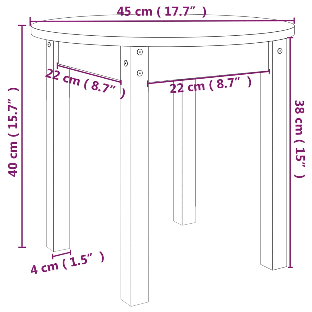 Table basse Ø 55x45 cm en bois de pin massif