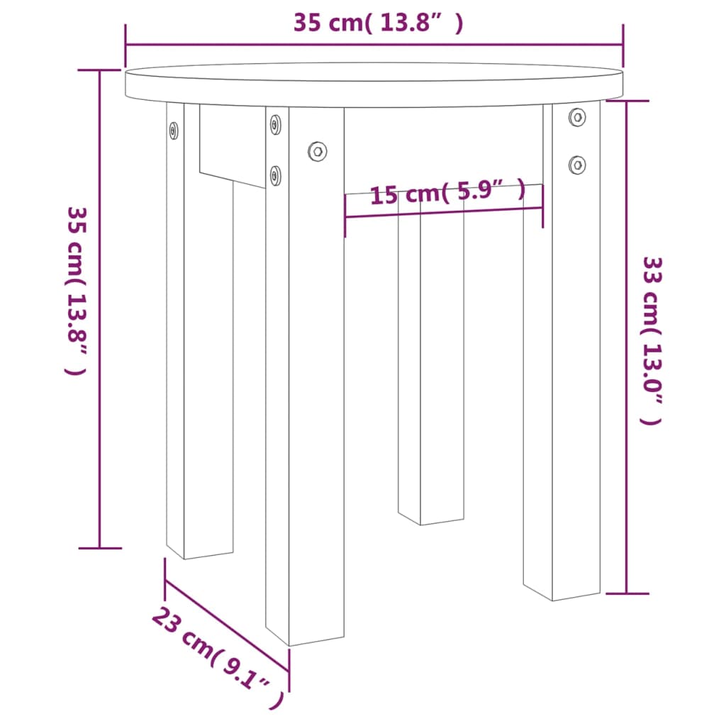 Salontafel Ø 35x35 cm massief grenenhout