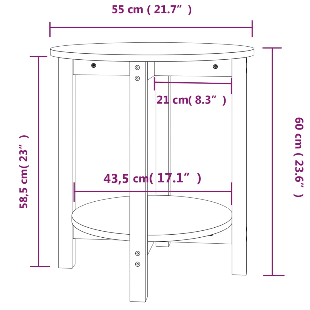 Table basse Ø 40x60 cm en bois de pin massif