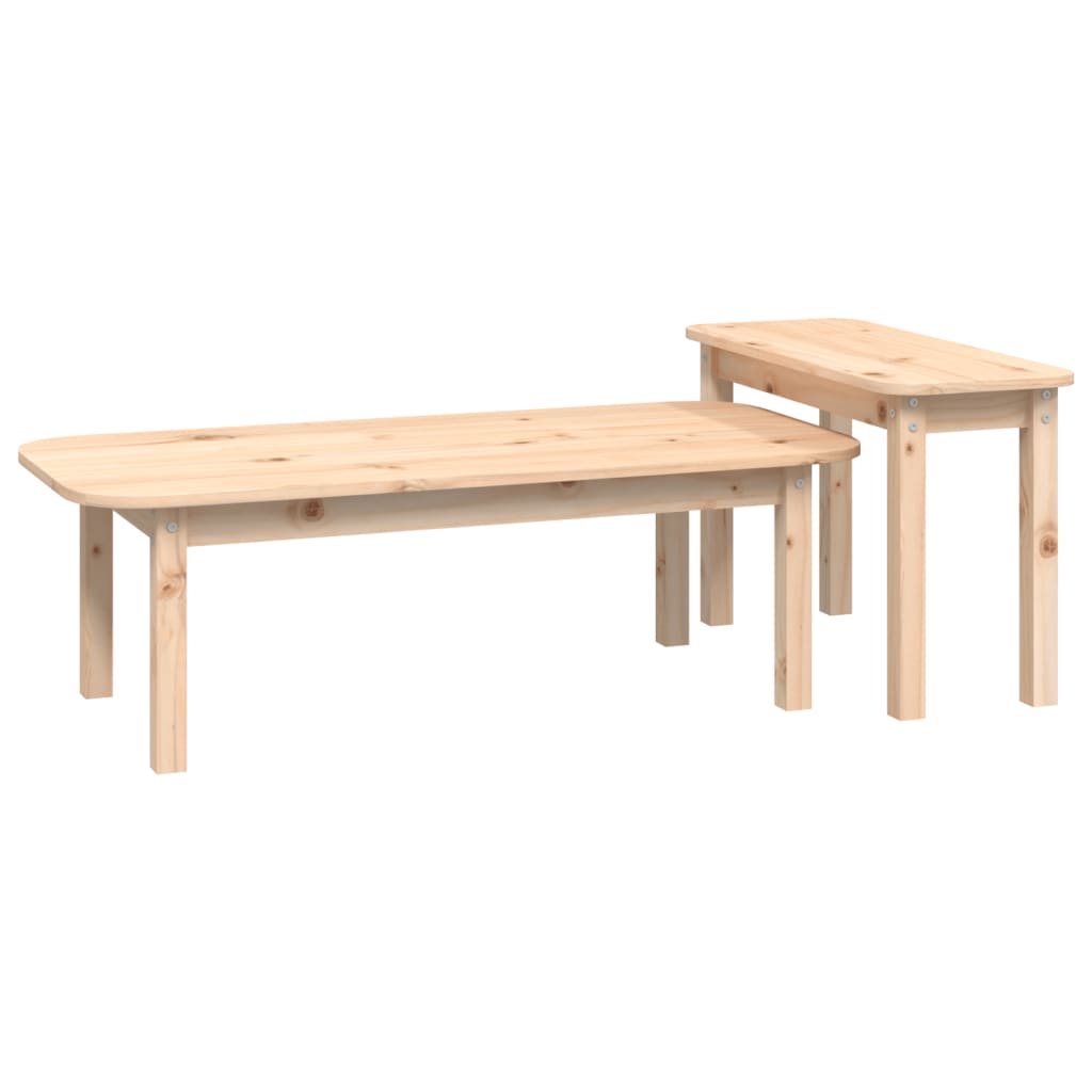 Ensemble de table basse 2 pièces en bois de pin massif