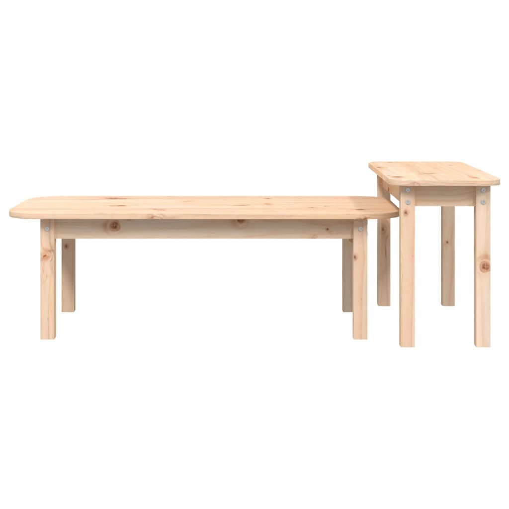 Ensemble de table basse 2 pièces en bois de pin massif