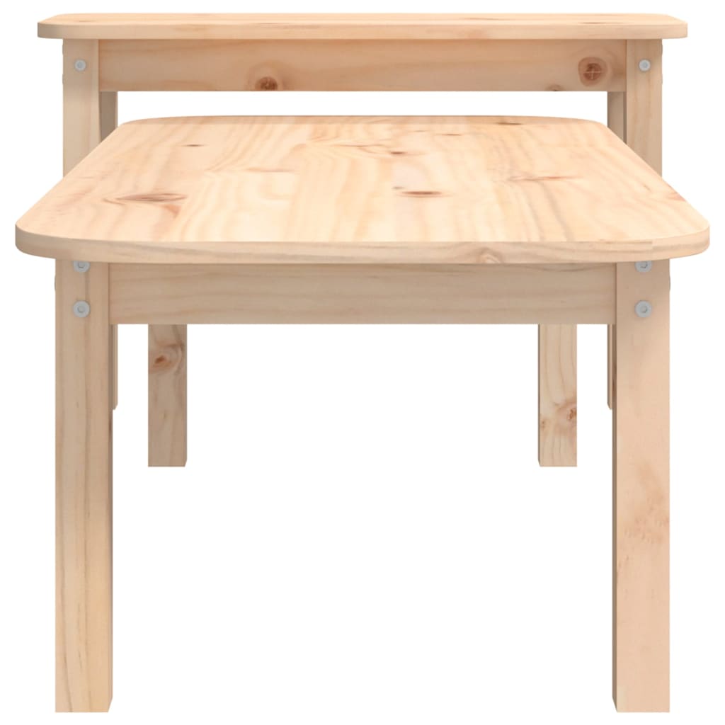 Ensemble de table basse 2 pièces en bois de pin massif