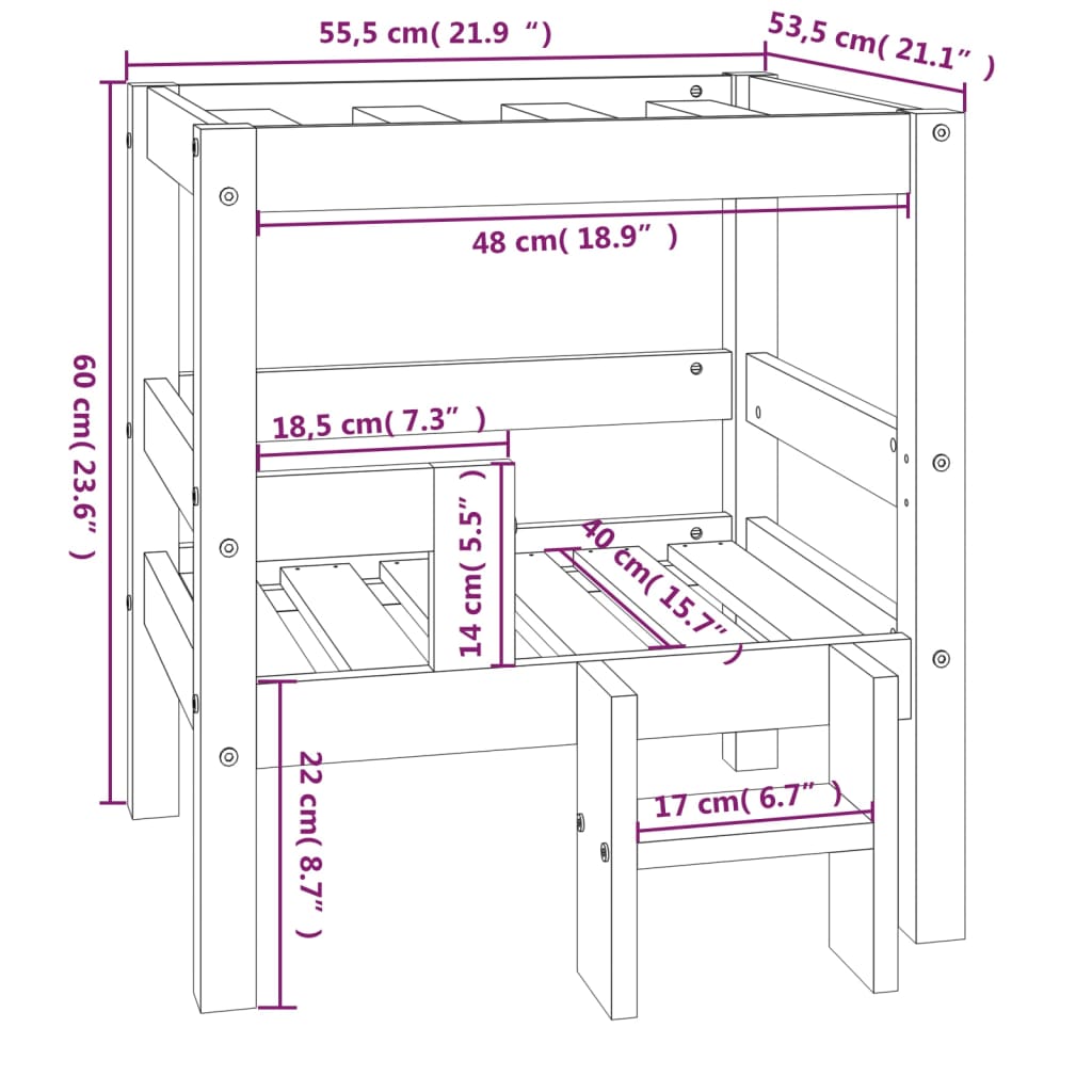 Hondenmand 75,5x63,5x70 cm massief grenenhout