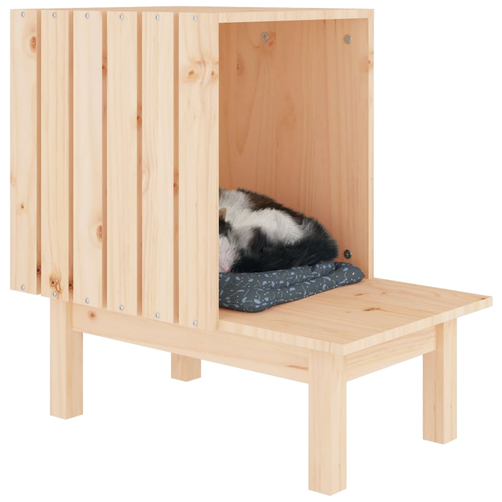 Kattenhuis 60x36x60 cm massief grenenhout wit