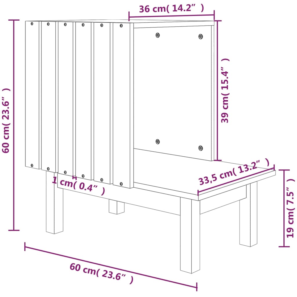 Kattenhuis 60x36x60 cm massief grenenhout