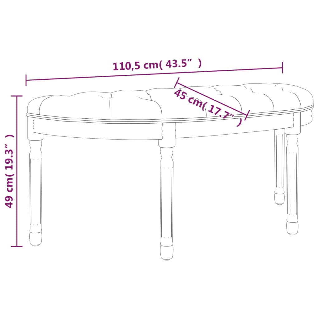 Banc 110,5x45x49 cm velours